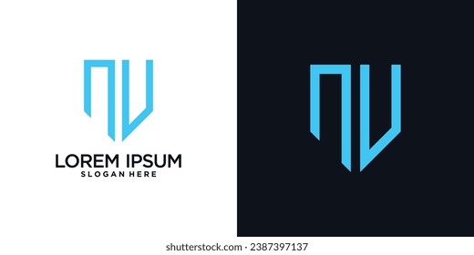 Diseño del logotipo de monograma letra inicial n combinada con el elemento protector y el concepto creativo