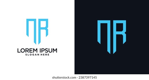 Monogram logo design initial letter n combined with shield element and creative concept