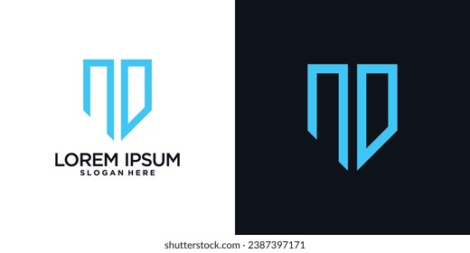 Monogram logo design initial letter n combined with shield element and creative concept