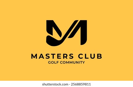 Monogram logo design initial M and Golf. Golf ball, golf stick and sport typography concept. Club and community template design. Club and community template design.