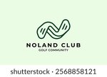 Monogram logo design initial N and Golf. Golf ball, golf stick and sport typography concept. Club and community template design. Club and community template design.
