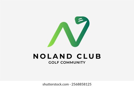 Monogram logo design initial N and Golf. Golf ball, golf stick and sport typography concept. Club and community template design. Club and community template design.