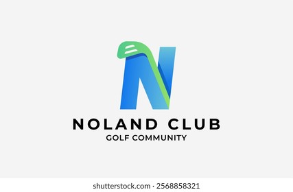 Monogram logo design initial N and Golf. Golf ball, golf stick and sport typography concept. Club and community template design. Club and community template design.