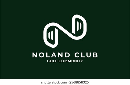 Monogram logo design initial N and Golf. Golf ball, golf stick and sport typography concept. Club and community template design. Club and community template design.