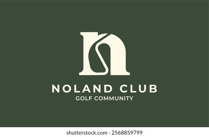 Monogram logo design initial N and Golf. Golf ball, golf stick and sport typography concept. Club and community template design. Club and community template design.