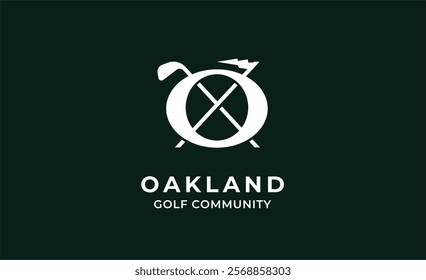 Monogram logo design initial O and Golf. Golf ball, golf stick and sport typography concept. Club and community template design. Club and community template design.