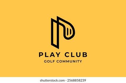Monogram logo design initial P and Golf. Golf ball, golf stick and sport typography concept. Club and community template design. Club and community template design.