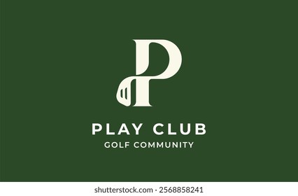 Monogram logo design initial P and Golf. Golf ball, golf stick and sport typography concept. Club and community template design. Club and community template design.