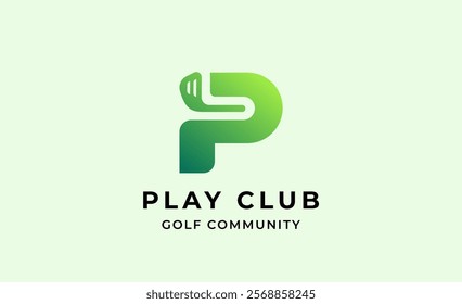 Monogram logo design initial P and Golf. Golf ball, golf stick and sport typography concept. Club and community template design. Club and community template design.