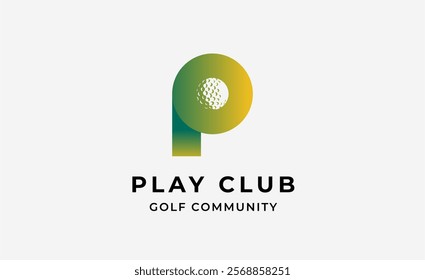 Monogram logo design initial P and Golf. Golf ball, golf stick and sport typography concept. Club and community template design. Club and community template design.