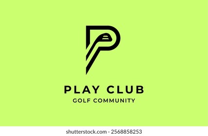Monogram logo design initial P and Golf. Golf ball, golf stick and sport typography concept. Club and community template design. Club and community template design.