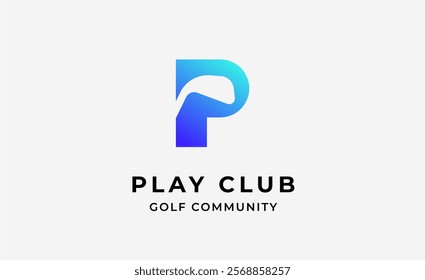 Monogram logo design initial P and Golf. Golf ball, golf stick and sport typography concept. Club and community template design. Club and community template design.