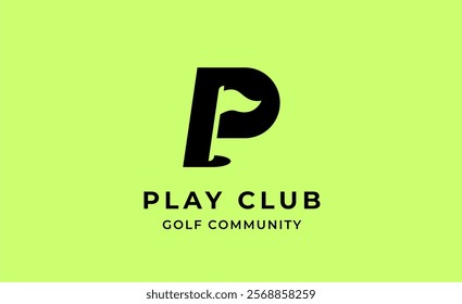 Monogram logo design initial P and Golf. Golf ball, golf stick and sport typography concept. Club and community template design. Club and community template design.