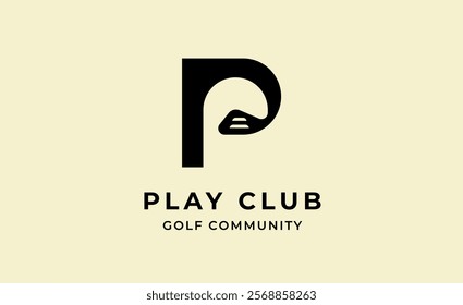 Monogram logo design initial P and Golf. Golf ball, golf stick and sport typography concept. Club and community template design. Club and community template design.