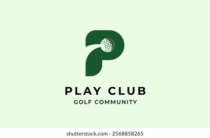 Monogram logo design initial P and Golf. Golf ball, golf stick and sport typography concept. Club and community template design. Club and community template design.
