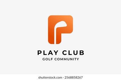 Monogram logo design initial P and Golf. Golf ball, golf stick and sport typography concept. Club and community template design. Club and community template design.