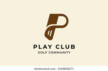 Monogram logo design initial P and Golf. Golf ball, golf stick and sport typography concept. Club and community template design. Club and community template design.