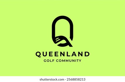 Monogram logo design initial Q and Golf. Golf ball, golf stick and sport typography concept. Club and community template design. Club and community template design.