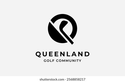 Monogram logo design initial Q and Golf. Golf ball, golf stick and sport typography concept. Club and community template design. Club and community template design.