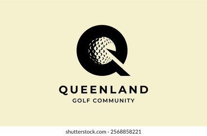 Monogram logo design initial Q and Golf. Golf ball, golf stick and sport typography concept. Club and community template design. Club and community template design.