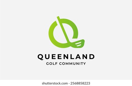 Monogram logo design initial Q and Golf. Golf ball, golf stick and sport typography concept. Club and community template design. Club and community template design.