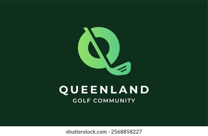 Monogram logo design initial Q and Golf. Golf ball, golf stick and sport typography concept. Club and community template design. Club and community template design.