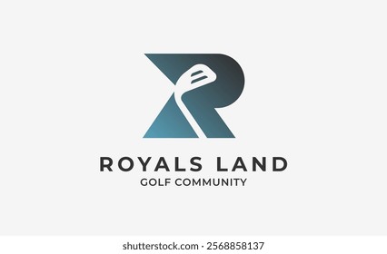 Monogram logo design initial R and Golf. Golf ball, golf stick and sport typography concept. Club and community template design. Club and community template design.