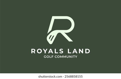 Monogram logo design initial R and Golf. Golf ball, golf stick and sport typography concept. Club and community template design. Club and community template design.