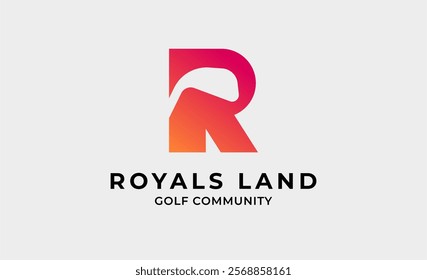 Monogram logo design initial R and Golf. Golf ball, golf stick and sport typography concept. Club and community template design. Club and community template design.