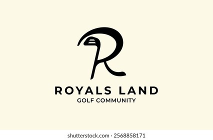 Monogram logo design initial R and Golf. Golf ball, golf stick and sport typography concept. Club and community template design. Club and community template design.