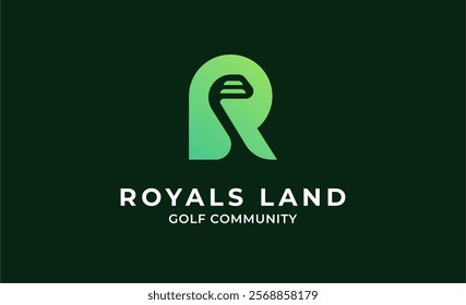 Monogram logo design initial R and Golf. Golf ball, golf stick and sport typography concept. Club and community template design. Club and community template design.