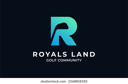 Monogram logo design initial R and Golf. Golf ball, golf stick and sport typography concept. Club and community template design. Club and community template design.