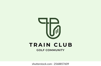 Monogram logo design initial T and Golf. Golf ball, golf stick and sport typography concept. Club and community template design. Club and community template design.