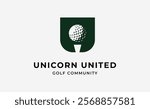 Monogram logo design initial U and Golf. Golf ball, golf stick and sport typography concept. Club and community template design. Club and community template design.