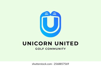 Monogram logo design initial U and Golf. Golf ball, golf stick and sport typography concept. Club and community template design. Club and community template design.