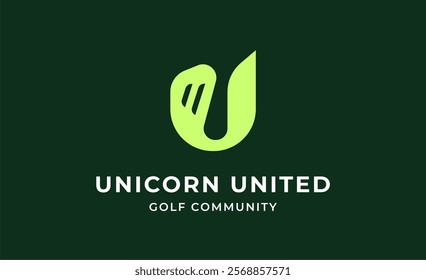 Monogram logo design initial U and Golf. Golf ball, golf stick and sport typography concept. Club and community template design. Club and community template design.