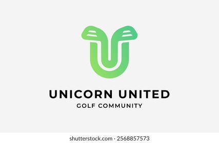 Monogram logo design initial U and Golf. Golf ball, golf stick and sport typography concept. Club and community template design. Club and community template design.