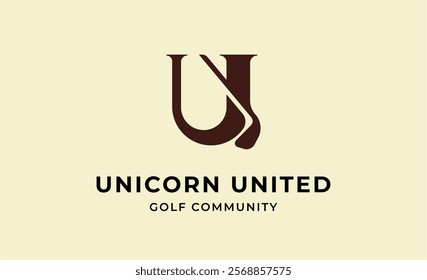 Monogram logo design initial U and Golf. Golf ball, golf stick and sport typography concept. Club and community template design. Club and community template design.