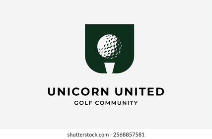 Monogram logo design initial U and Golf. Golf ball, golf stick and sport typography concept. Club and community template design. Club and community template design.