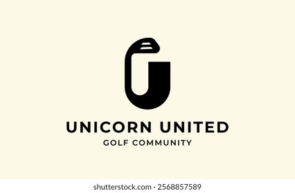 Monogram logo design initial U and Golf. Golf ball, golf stick and sport typography concept. Club and community template design. Club and community template design.