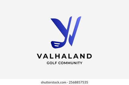 Monogram logo design initial V and Golf. Golf ball, golf stick and sport typography concept. Club and community template design. Club and community template design.