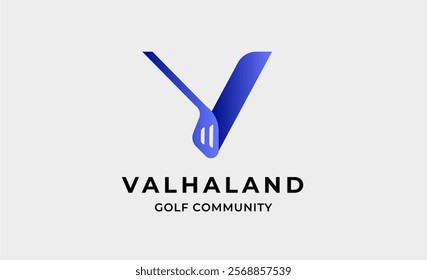 Monogram logo design initial V and Golf. Golf ball, golf stick and sport typography concept. Club and community template design. Club and community template design.