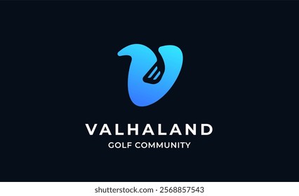 Monogram logo design initial V and Golf. Golf ball, golf stick and sport typography concept. Club and community template design. Club and community template design.