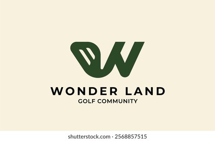 Monogram logo design initial W and Golf. Golf ball, golf stick and sport typography concept. Club and community template design. Club and community template design.