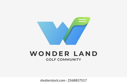 Monogram logo design initial W and Golf. Golf ball, golf stick and sport typography concept. Club and community template design. Club and community template design.