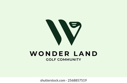 Monogram logo design initial W and Golf. Golf ball, golf stick and sport typography concept. Club and community template design. Club and community template design.