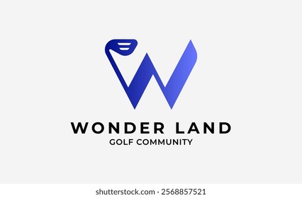 Monogram logo design initial W and Golf. Golf ball, golf stick and sport typography concept. Club and community template design. Club and community template design.