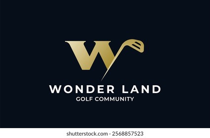 Monogram logo design initial W and Golf. Golf ball, golf stick and sport typography concept. Club and community template design. Club and community template design.