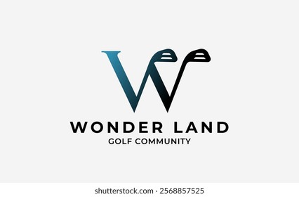 Monogram logo design initial W and Golf. Golf ball, golf stick and sport typography concept. Club and community template design. Club and community template design.