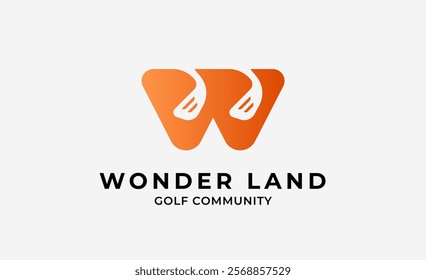 Monogram logo design initial W and Golf. Golf ball, golf stick and sport typography concept. Club and community template design. Club and community template design.